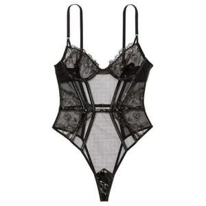 Mapalé Black Mesh & Lace Teddy with Garters – S/M